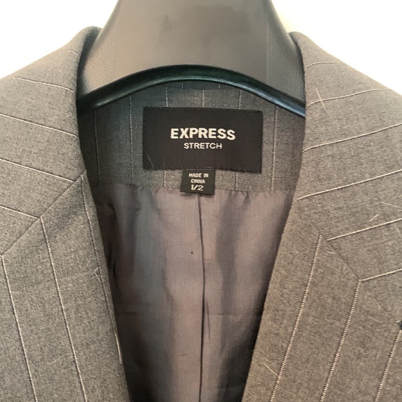 Express Stretch gray stripe 2-button blazer jacket with pockets size 1/2 - Picture 2 of 3
